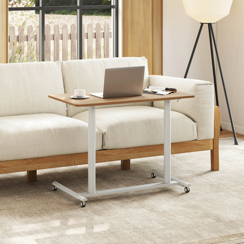 Bureau debout à hauteur ajustable Jamelia, Naturel / Blanc