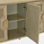 Buffet élégant, table de buffet, armoire de salle à manger, crédence de bureau avec armoires et portes décorées en lin
