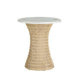 Marina Wicker Circle Pedestal Side Table - 22 In. W X 24 In. H