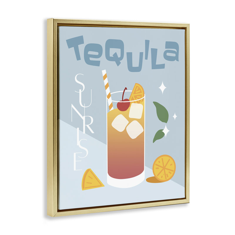 "Téquila Sunrise" par Anna Quach, Cadre flottant métallique doré, H 21 po x l 17 po