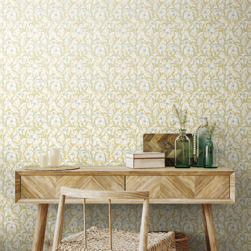 Cipriano 10m x 50cm Matte Wallpaper Roll, Green/Sky