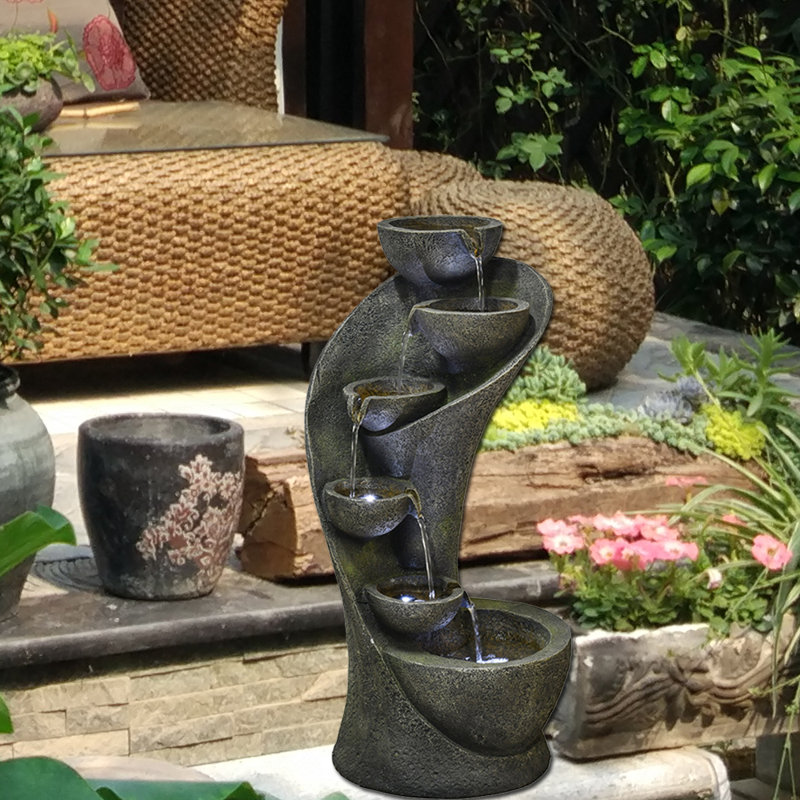 Fontaine de sol en résine avec lumière