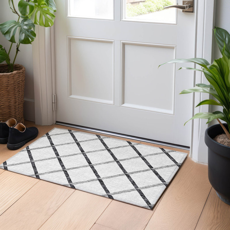 Tapis gris Premium Uran AMF140 lavable à la machine, Rectangle 8 pi x 10 pi