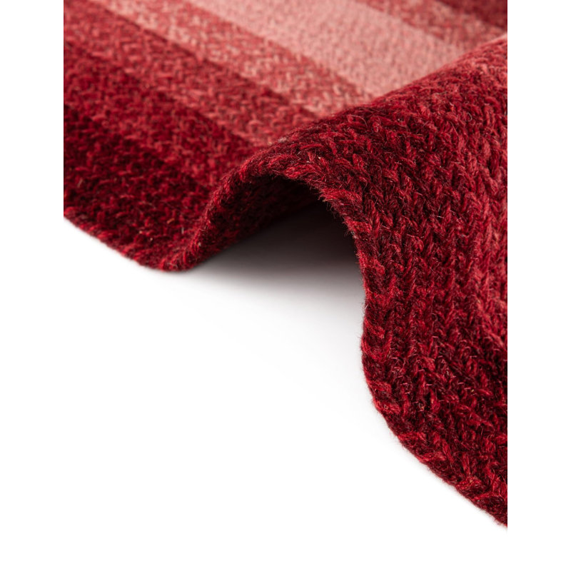  Ombre Hand Braided Wool Rug, Round 5'1", Red