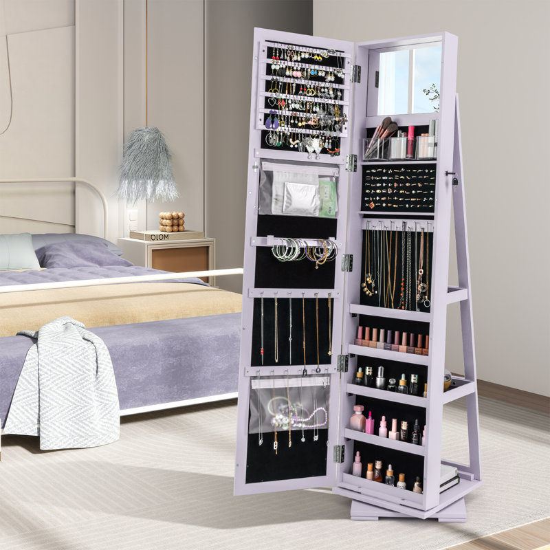 Freestanding Jewelry Armoire, Purple
