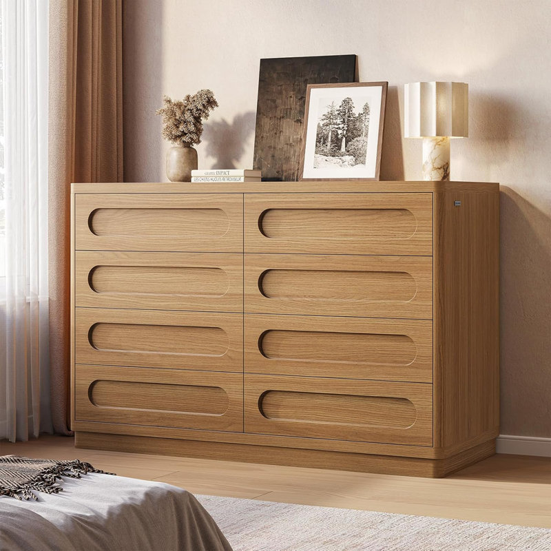 8 Drawers Dresser For Bedroom, 47.2" Wide Dresser For Closet, Large Wood Tv Stand, Chest Of Drawers With Deep Drawer For Living Room, Hallway,Home Office,Oak Brown