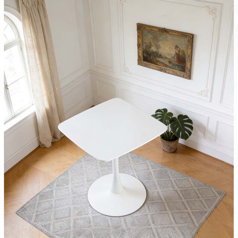 Table de salle à manger 31,5 pouces, H 28,93 po x L 31,5 po x l 31,5 po, Blanc mat
