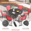 Ensemble repas d'extérieur pour patio - table ronde de 47 po avec trou pour parasol et 6 chaises empilables-1972583286