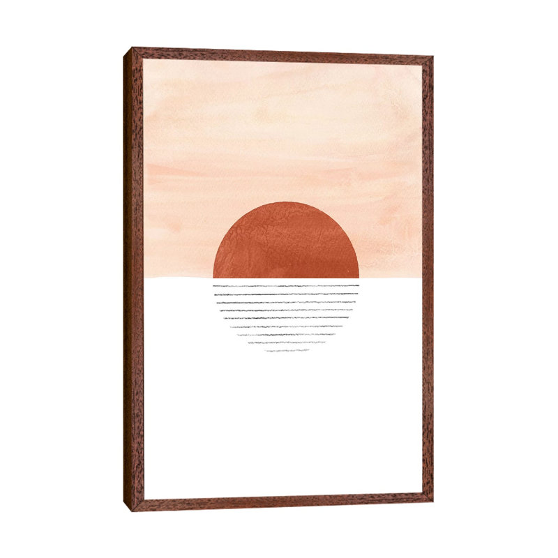 Abstract Circle by Whales Way - Print on Canvas, 66.04cm H x 45.72cm W x 3.81cm D, Classic Brown Wood Framed