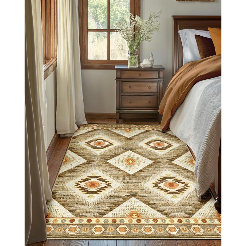 Moroccan 120cm X 180.00cm Area Rug, Camel