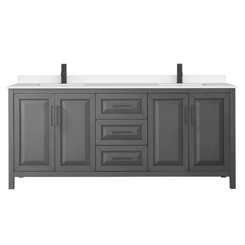 Daria 80'' W Vanity, Matte Black, Gray, Giotto Quartz