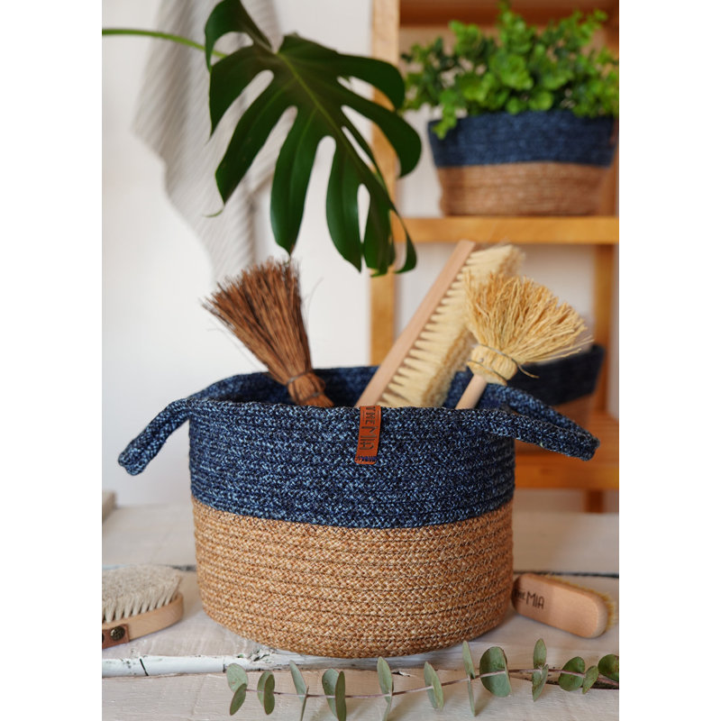 House Of Hampton Jute / Sisal Storage Basket, Blue/Beige