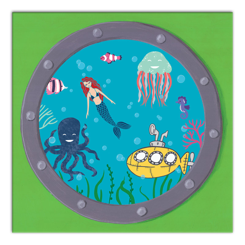 Art sous-marin de fenêtre sous-marin Mcchesney, H 24 po x l 24 po x P 1,25 po
