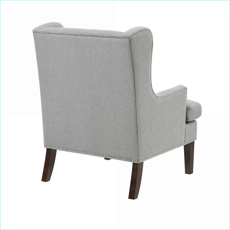 Fauteuil d'appoint rembourré gris ardoise, siège à coussin en mousse avec garniture cloutée, sièges d'appoint pour adultes du salon