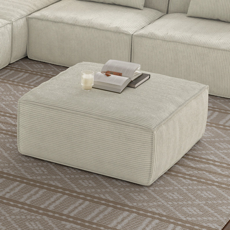 Canapé modulaire avec repose-pieds, crème