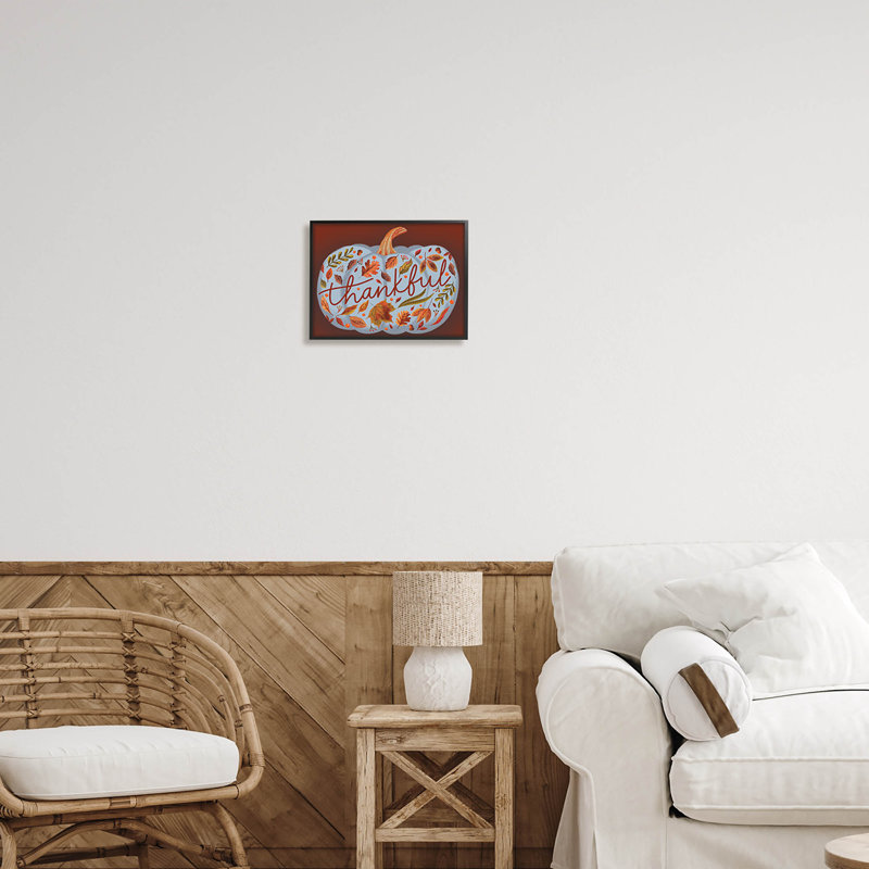Feuille de remerciement à motif citrouille at-246, Giclée encadrée noir minuit, H 11 po x l 14 po x P 1,5 po