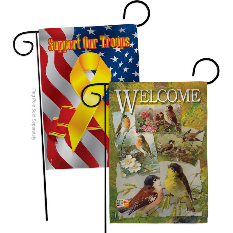Collage d’oiseau : l 19 po x l 13 po drapeau de jardin