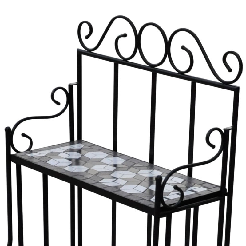 Support à plantes à 3 niveaux Bruno, carrelage géométrique noir et blanc, 45 pouces