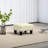 Small Linen Upholstered Foot Stool, Cube In Beige For Living Room Rest, Stool