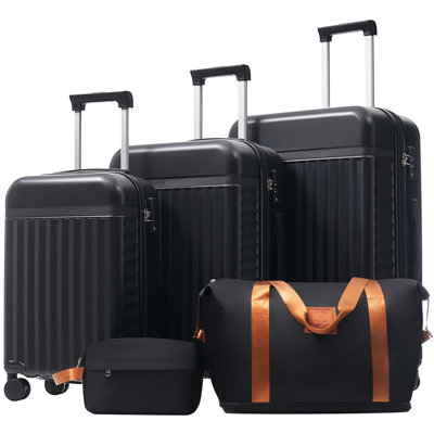 Luggage Set 5 Piece, Hardside Carry on Suitcase , Expandable Luggage with Travel Bags Spinner Wheels TSA Lock