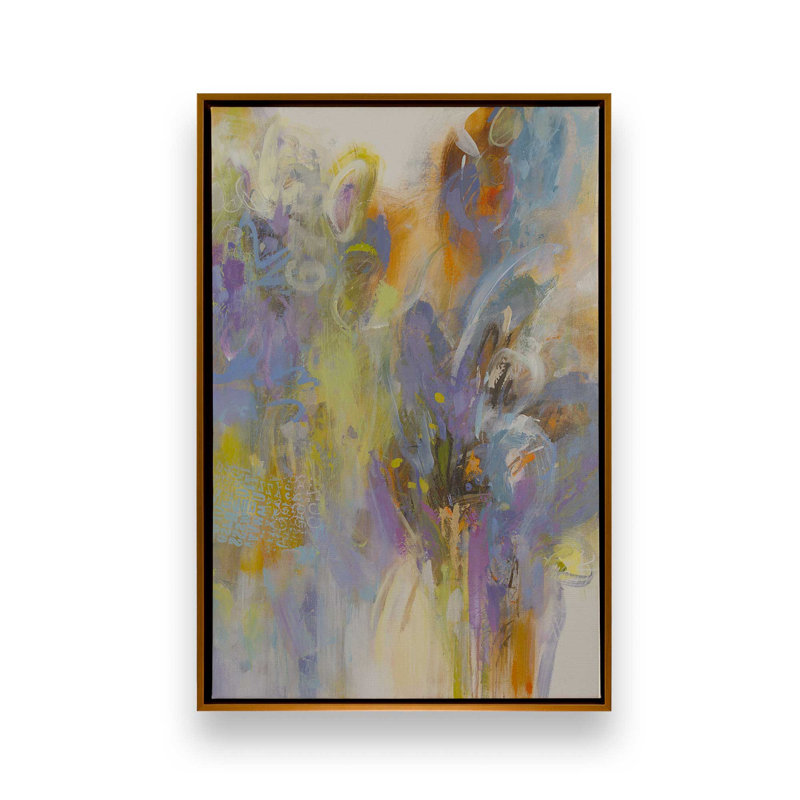 Impression sur ressorts par Janet Itsne, «Floater», reproduction encadrée sans passe-par, H 24 po x l 18 po, Doré