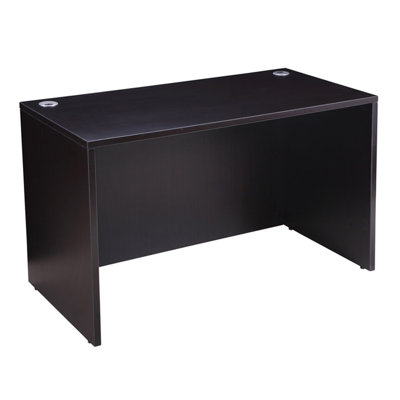 Nea Desk Shell, 48 Inch Office Top, Panel Legs, Mocha Brown Wood