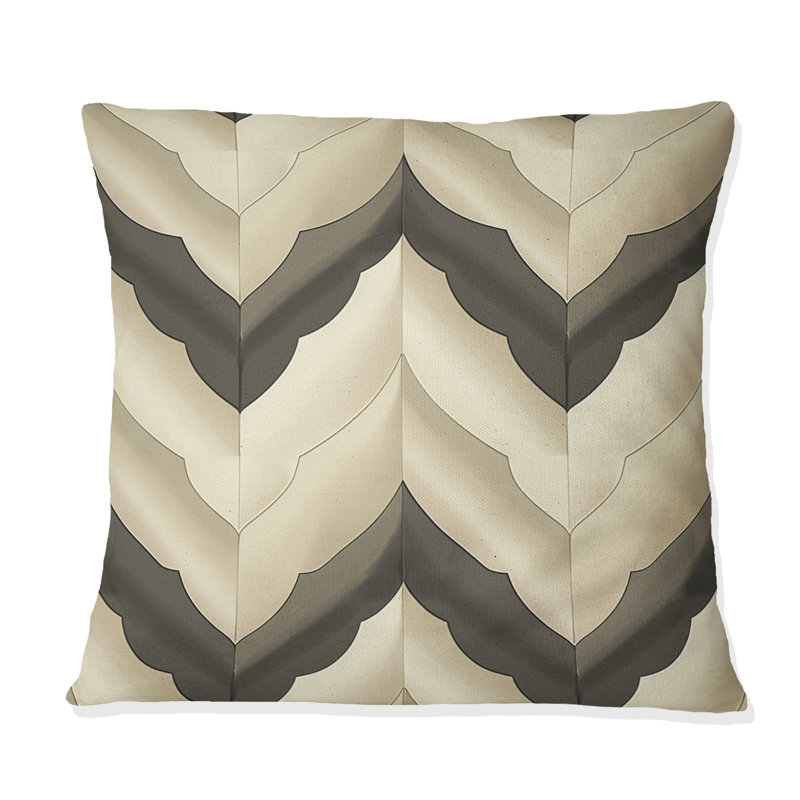 Coussin décoratif moderne beige à chevrons modernes et beige IV, H 18 po x l 18 po