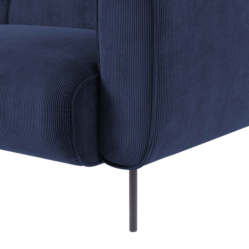 213.2Cm Round Arms Sofa, Blue