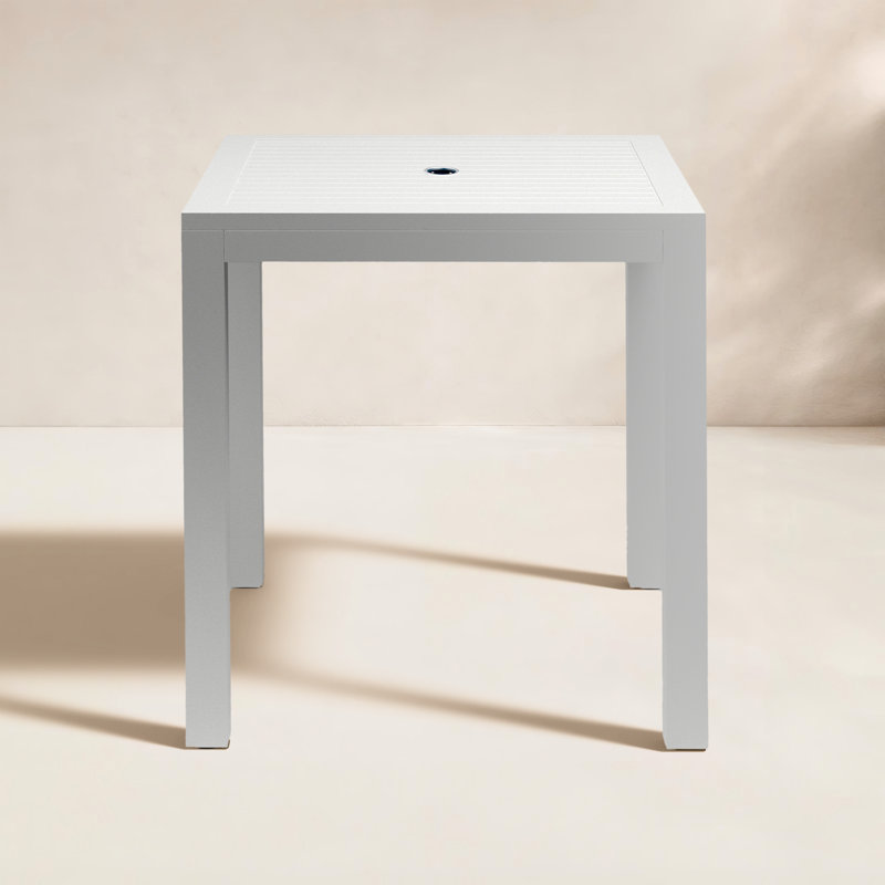 Naples Outdoor Square Dining Table, Satin White, 41"H x 36"W x 36"W