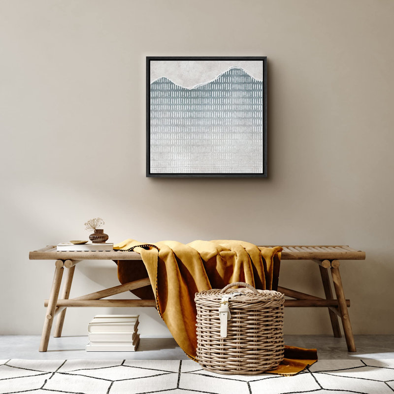 «Blue Grey Industrial Line», reproduction de cadre flottant sur toile, H 24 po x l 24 po x P 1,5 po, Cadre noir