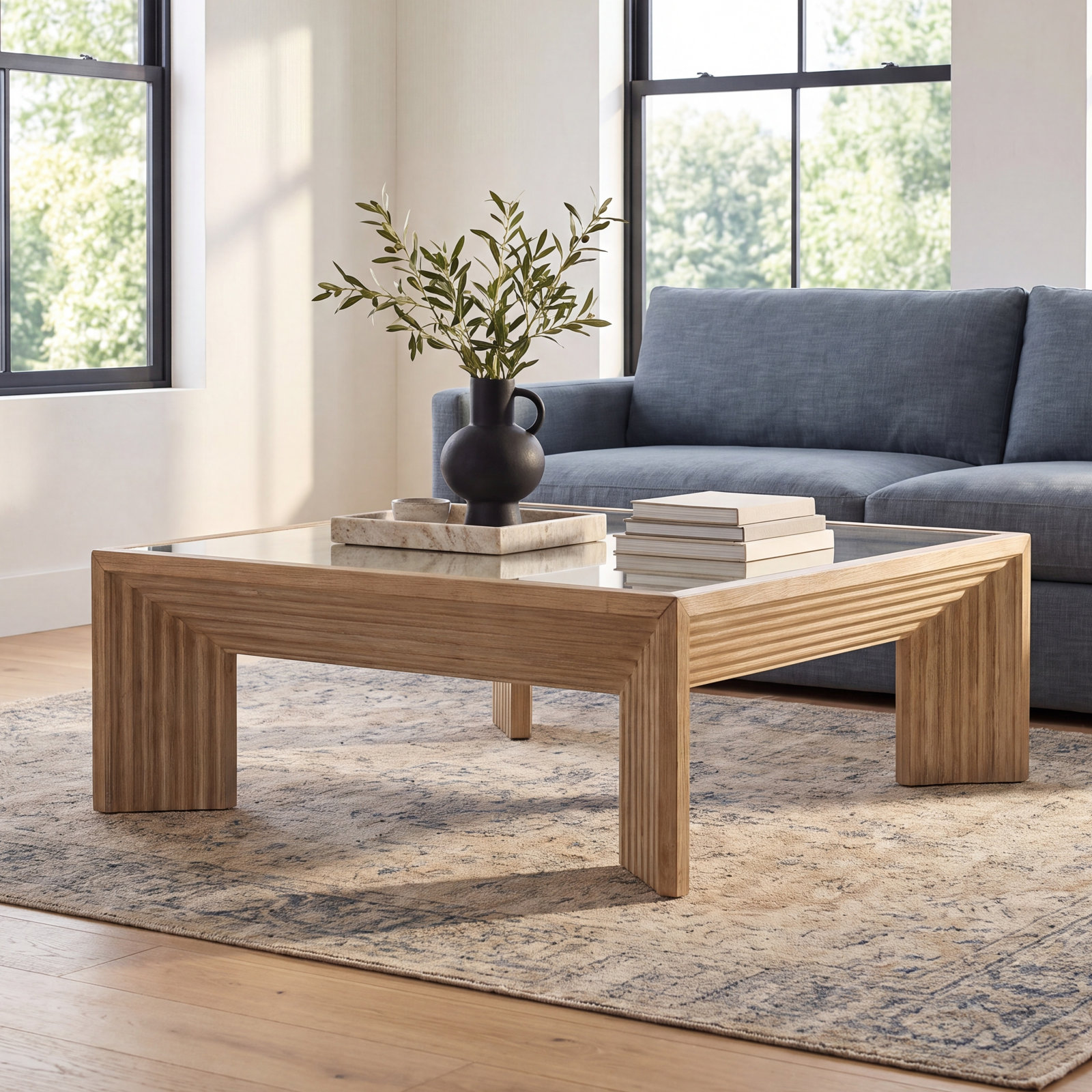 Cleo 46" Glass Coffee Table