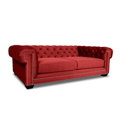 Gauna 103"" Velvet Rolled Arm Chesterfield Sofa -  Everly Quinn, AB41FC8809E743C6A587799B400D9AAE