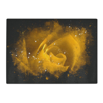 Tempered Glass Golden Rose Flower Chopping Board