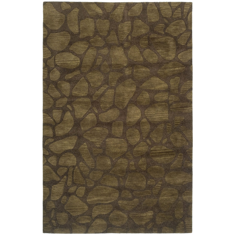 Tapis Soho capitonné à la main en laine et viscose abstrait, Rectangle 7 pi 6 po x 9 pi 6 po