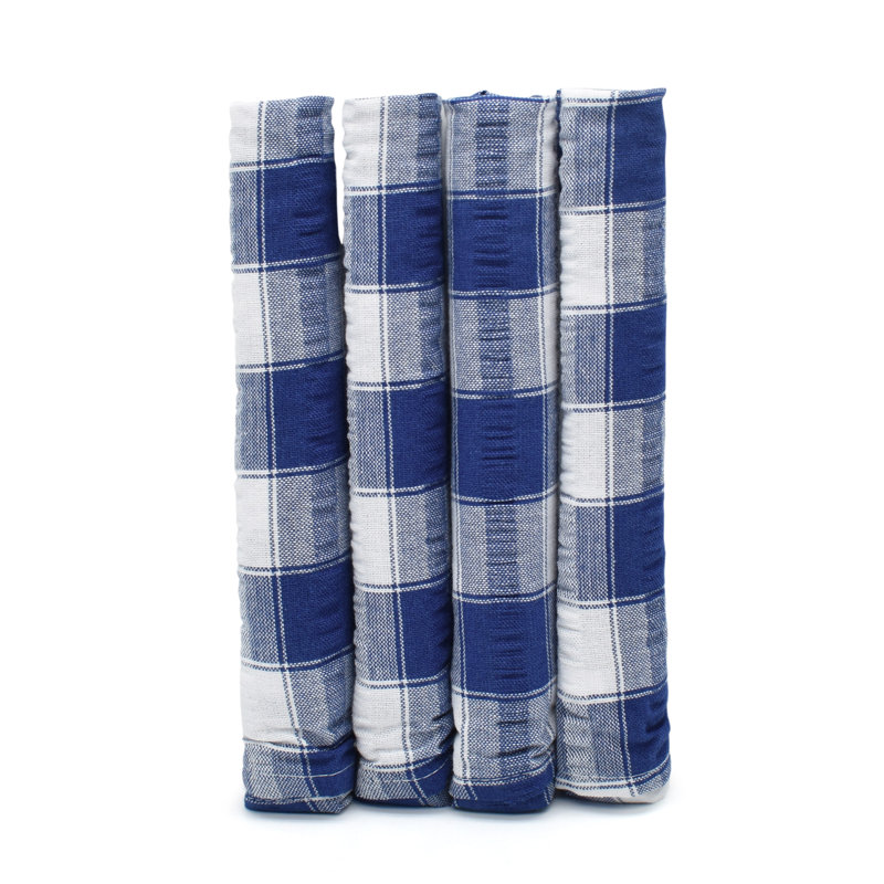 Bladwell Printed Gingham Check Seersucker Table Cloth Range, Blue