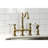 Kingston Brass Heritage Two-Handle 4-Hole Deck Mount Bridge Kitchen Faucet with Brass Side Sprayer-11175588