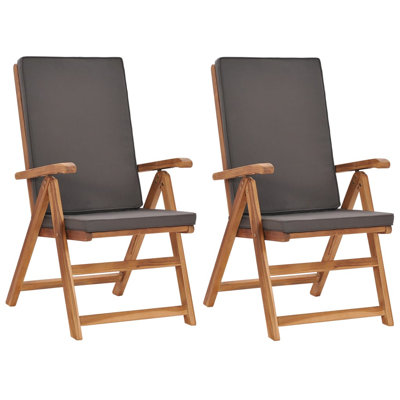 Espindola Folding Teak Patio Dining Armchair with Cushion by Red Barrel Studio