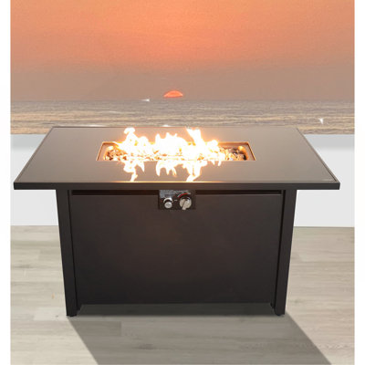 43" Smoked Metal Rectangle Fire Pit (Black)
