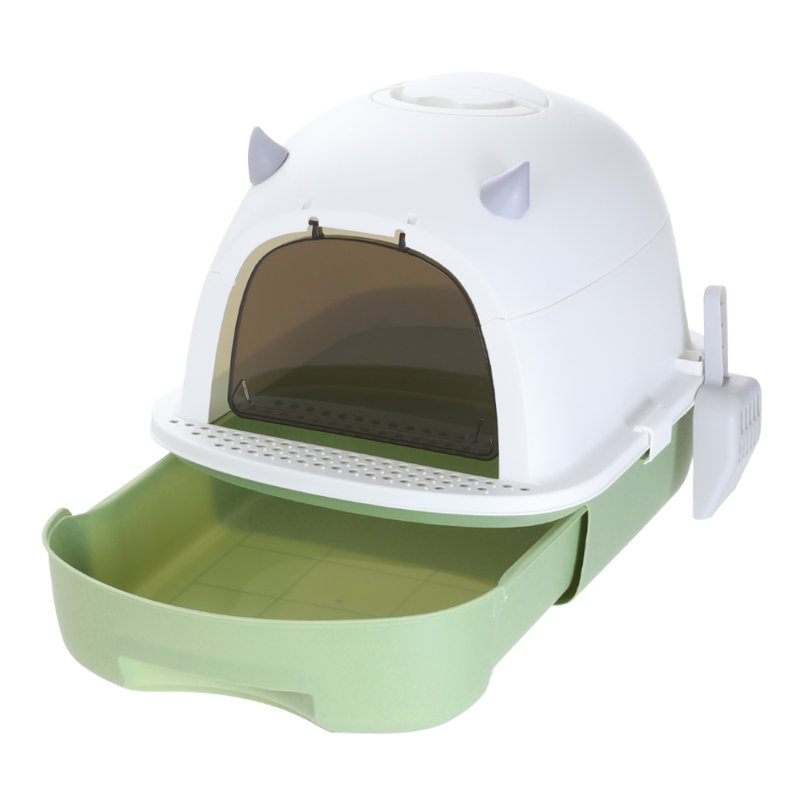 Polyethylene Plastic Litter Box with Scoop, Green