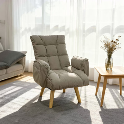 Rotatable, adjustable back lazy sofa lounge chair with solid wood legs, lambswool fabric, comfortable and relaxing seating, ergonomic, suitable for living rooms, bedrooms, apartments, and other small
