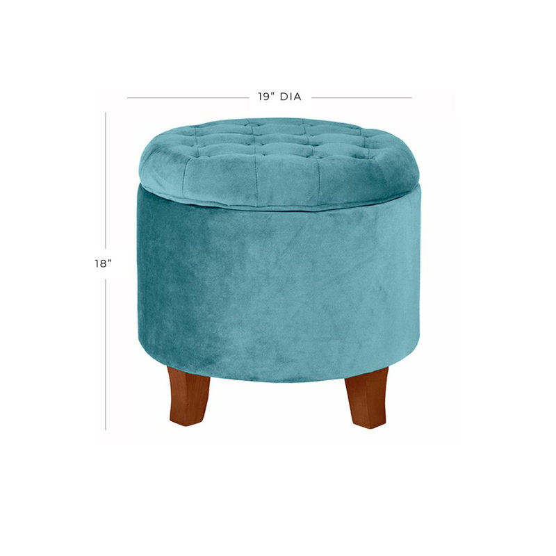 Pittsburgh Cambridge Tufted Round Storage Ottoman, Teal