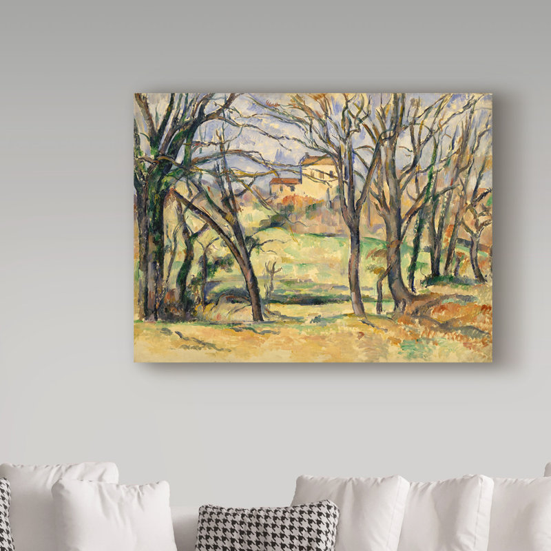 «Arbres et maisons près du Jas de Bouffan» par Paul Cezanne, reproduction d'art sur toile tendue, H 14 po x l 19 po x P 2 po