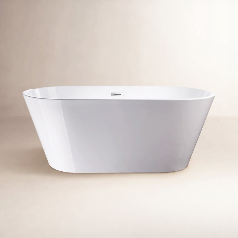 54'' x 29'' Freestanding Soaking Acrylic Bathtub, White/Matte Black