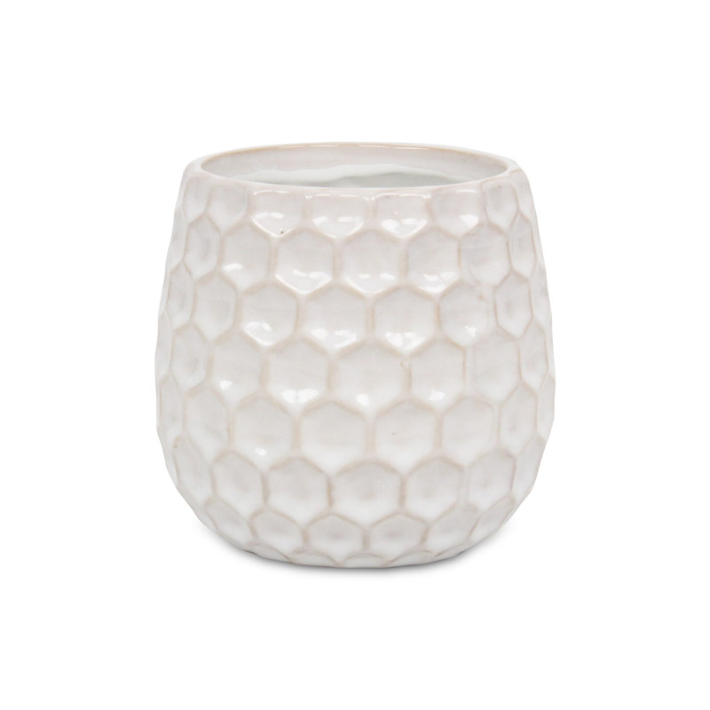 Eddins Handmade Ceramic Pot Planter, White, 5.5" H x 5.75" W x 5.75" D