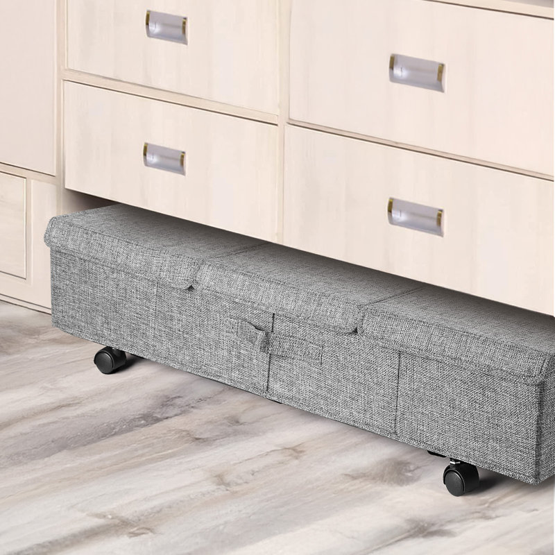 Under Bed Storage With Wheels 2 Pack， Lids Rolling And Handles