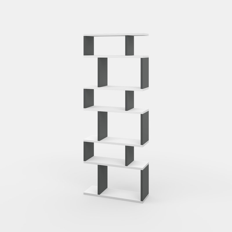 Levingston Geometric Bookcase, White/Anthracite