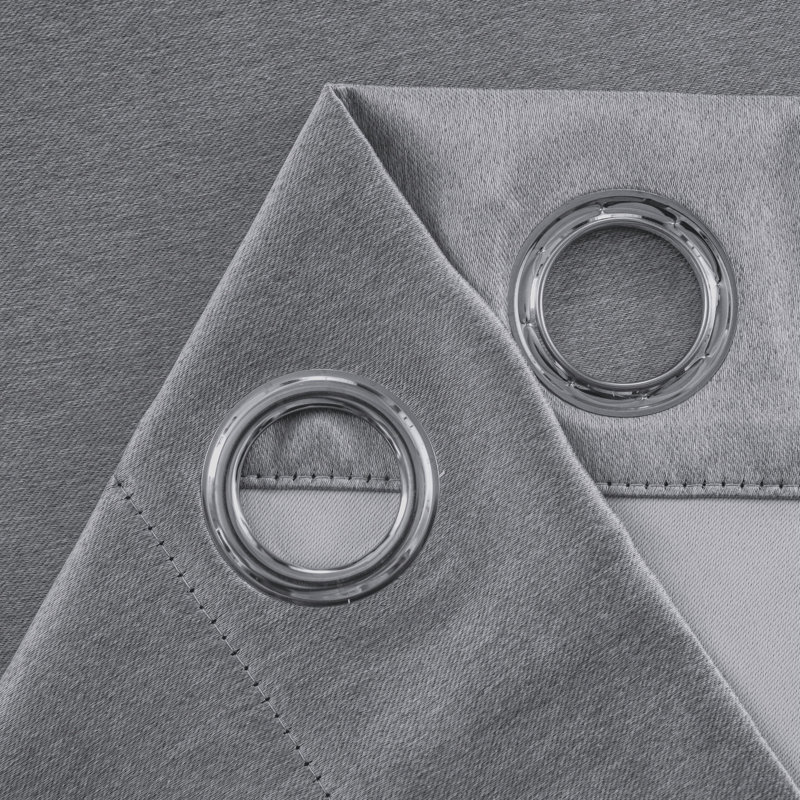 Paire de rideaux occultant de couleur unie 100% avec œillets (ensemble de 2), Gris, L 52 po x L 108 po