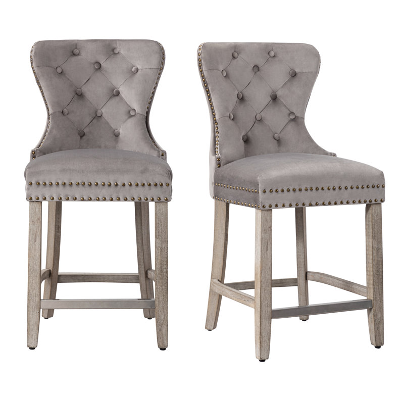 Tabouret de bar et de comptoir Kirsten, Tabouret de comptoir (siège d’une hauteur de 24, Gris, Gris antique
