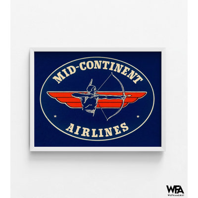 «Mid-Continent» par Retrotravel, impression d'affiche rétro bleu marine, idée de cadeau de retraite de pilote, cadeau d'agent de bord