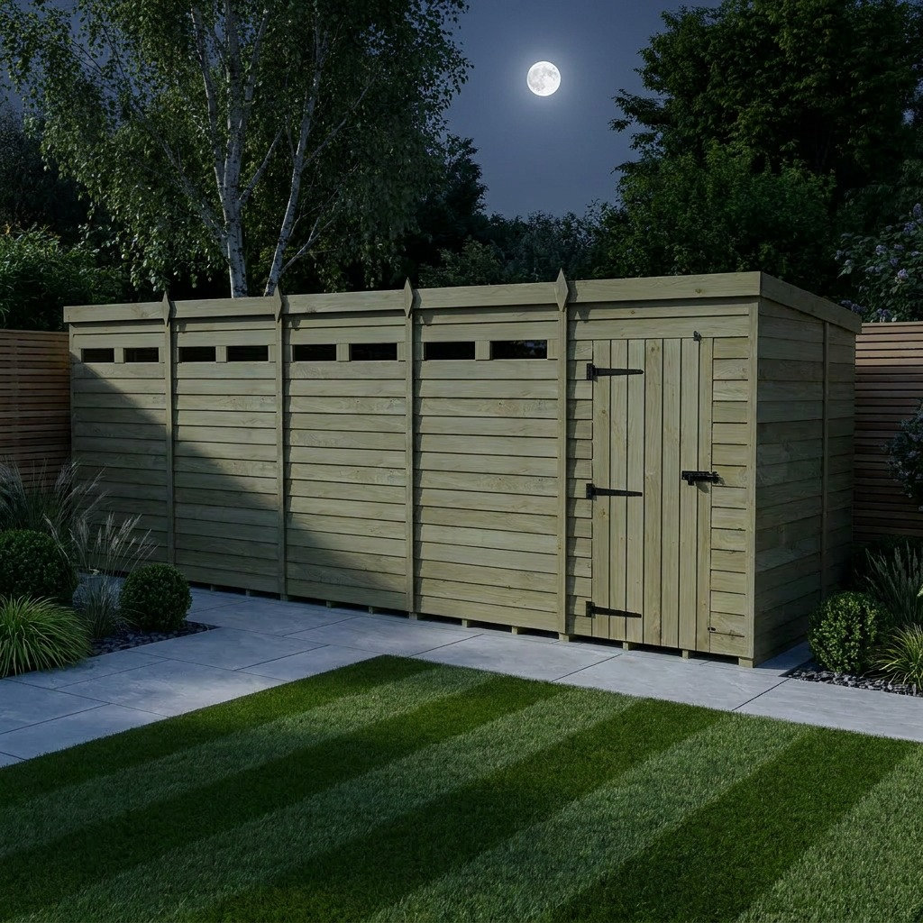 Total Sheds 20ft x 7ft Security Pent Shed - Heavy-Duty Hasp Staple Anti-Tamper - Pressure Treated Timber - UK Manufactured